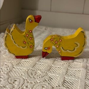 Yellow Wooden Duck Figurines